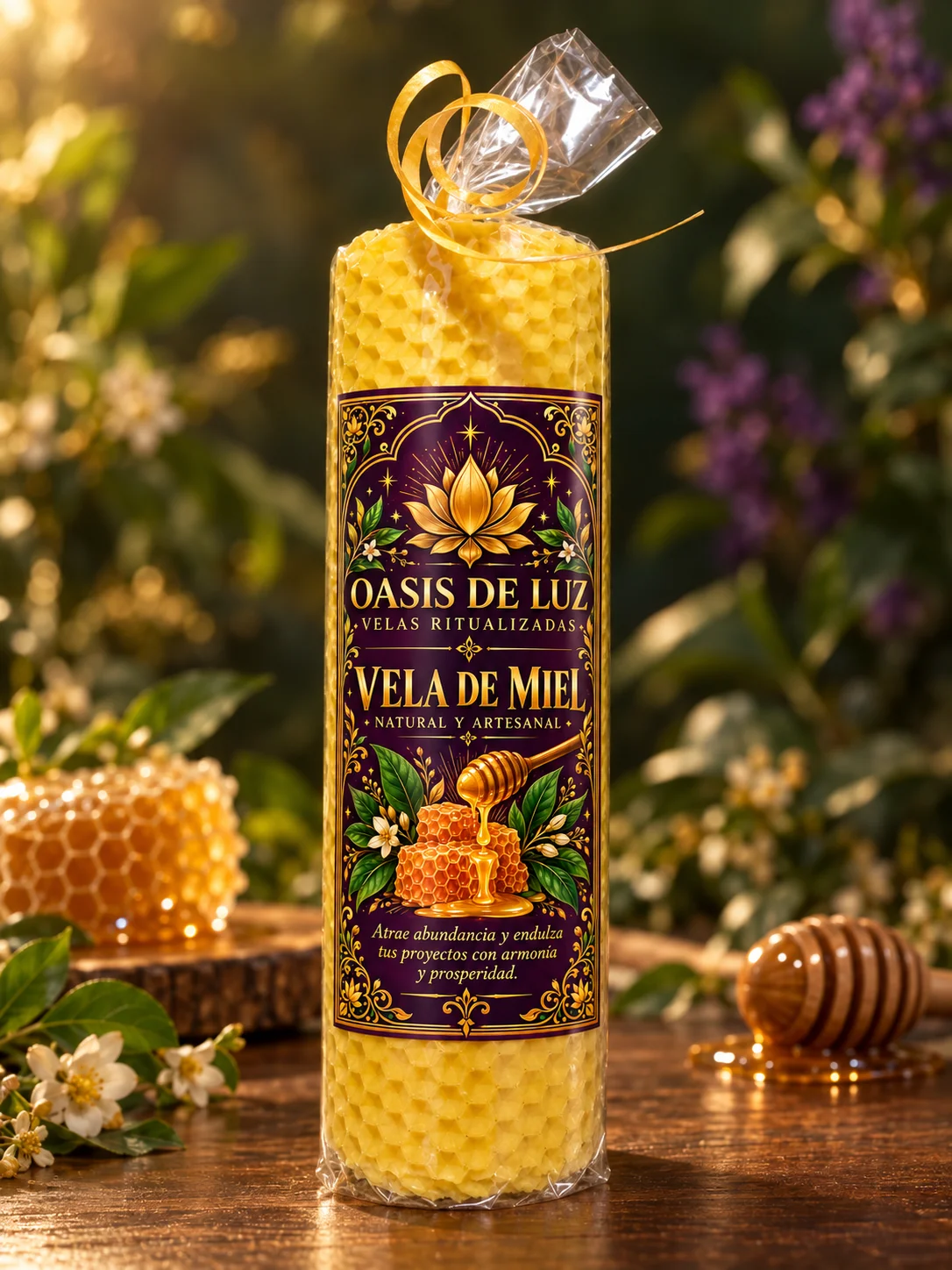 Vela Vela de Miel de Oasis de Luz